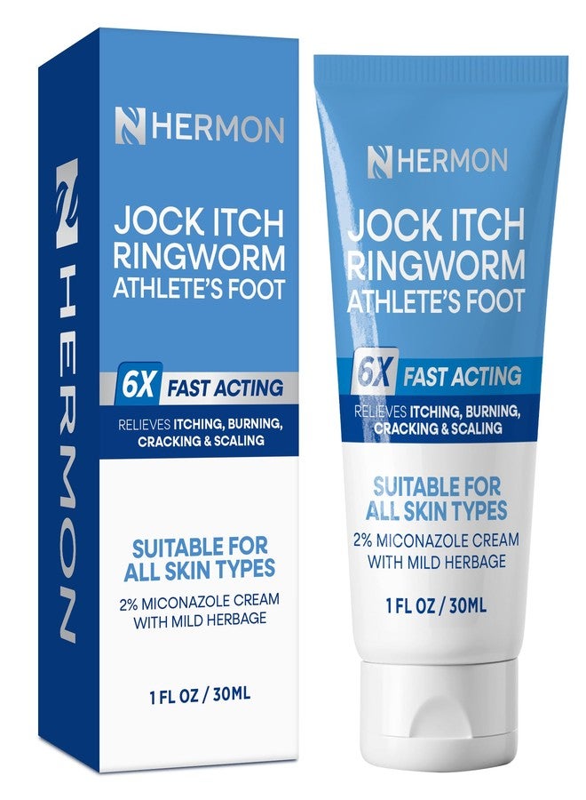 Hermon Jock Itch Antifungal Cream, Ringworm Treatment for Humans, Ringworm Cream for Humans, Foot & Body Balm, Provides Soothing Relief-1.05oz - Image 1