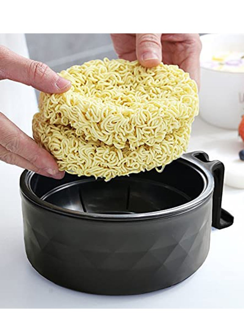 SYOSI طقم طاهي رامن ميكروويف مع وعاء رامن غطاء وعيدان تناول الطعام أساسيات غرفة النوم الجامعية للفتيات والفتيان طاهي رامن سريع وسهل مع مقابض أساسيات الشقة باللون الأسود - Image 3