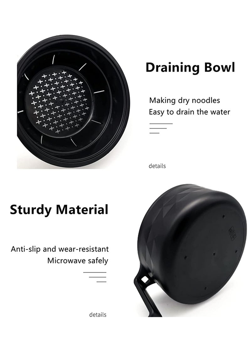 SYOSI طقم طاهي رامن ميكروويف مع وعاء رامن غطاء وعيدان تناول الطعام أساسيات غرفة النوم الجامعية للفتيات والفتيان طاهي رامن سريع وسهل مع مقابض أساسيات الشقة باللون الأسود - Image 4