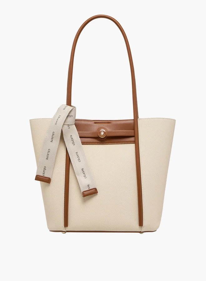 سيليست Textured Tote Bag with Double Handle and Pouch