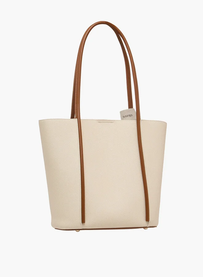 Celeste Textured Tote Bag with Double Handle and Pouch