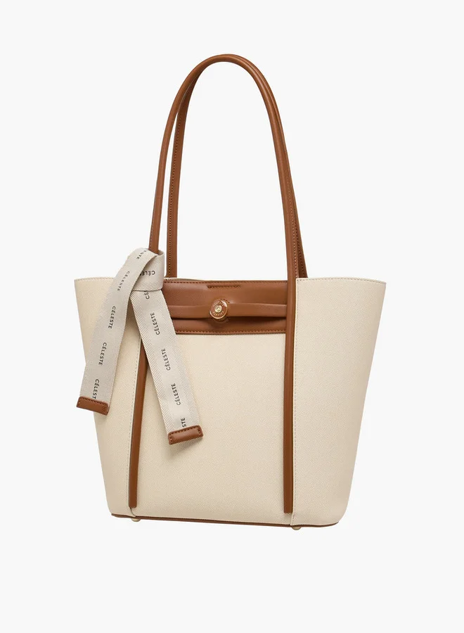 Celeste Textured Tote Bag with Double Handle and Pouch