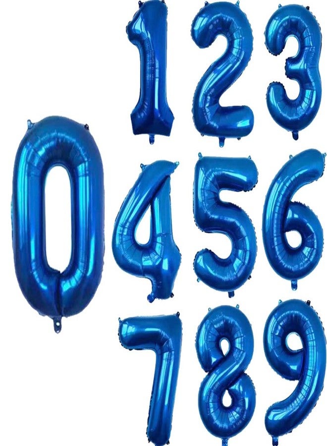 أنوديل بالونات أنوديل 10 قطع من بالونات مايلر زرقاء داكنة مقاس 16 بوصة، أرقام من 0 إلى 9، بالونات فويل زرقاء داكنة لتزيين حفلات أعياد الميلاد وحفلات الزفاف. - Image 2