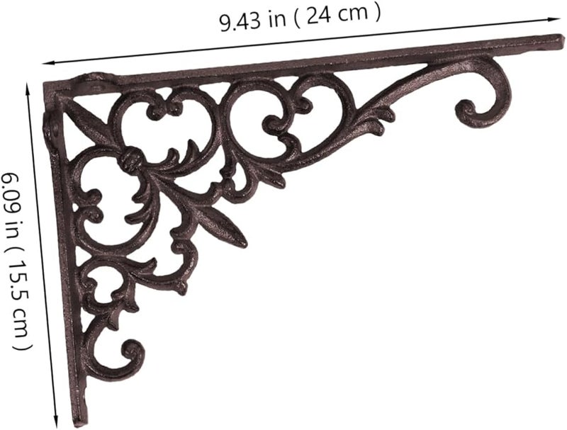 Floral Design Iron Wall Shelf Brackets 2 Pack Heavy Duty Support For Living Room Bedroom Office - Image 5