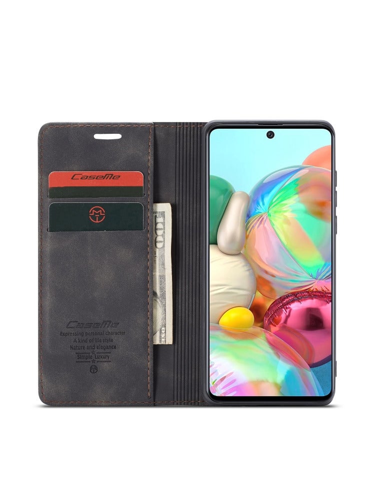 CaseMe CaseMe Samsung Galaxy A71 Case Wallet, for Samsung Galaxy A71 Wallet Case Book Folding Flip Folio Case with Magnetic Kickstand Card Slots Protective Cover - Black  - Image 5