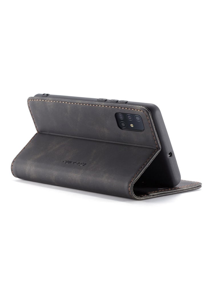 CaseMe CaseMe Samsung Galaxy A71 Case Wallet, for Samsung Galaxy A71 Wallet Case Book Folding Flip Folio Case with Magnetic Kickstand Card Slots Protective Cover - Black  - Image 4