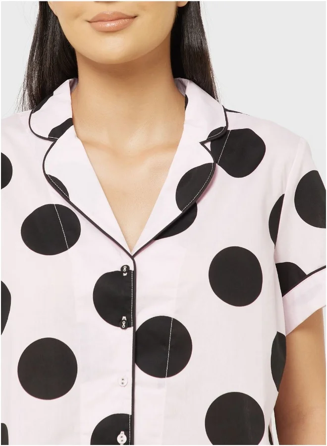 Isla & Evie Button Detail Pyjama Shirt