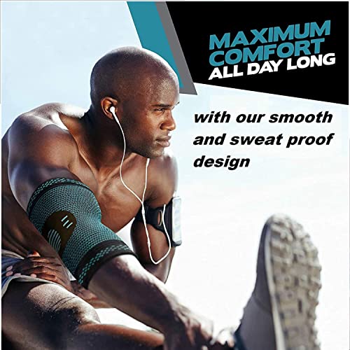 serveuttam� Elbow Support for Gym - Elbow Brace for Men Women Workout | Elbow Compression Sleeves with Straps for Tendonitis Pain Relief, Tennis, Volleyball, Cricket - Elbow Band (XL, Blue) - Image 5