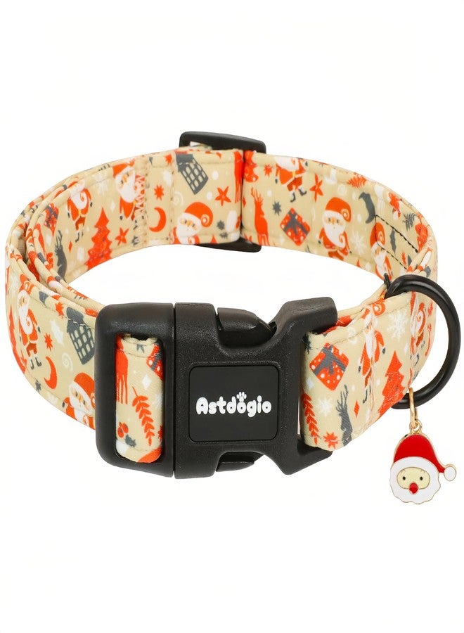 Astdogio Christmas Dog Collar with Santa, Reindeer, Tree, Adjustable Cotton Collars for Extra Small Dogs, Small Dog Collar Festive Collar for Dogs, Dog Christmas Collar Perfect for Photos - Image 1
