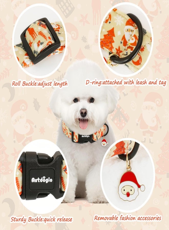 Astdogio Christmas Dog Collar with Santa, Reindeer, Tree, Adjustable Cotton Collars for Extra Small Dogs, Small Dog Collar Festive Collar for Dogs, Dog Christmas Collar Perfect for Photos - Image 3