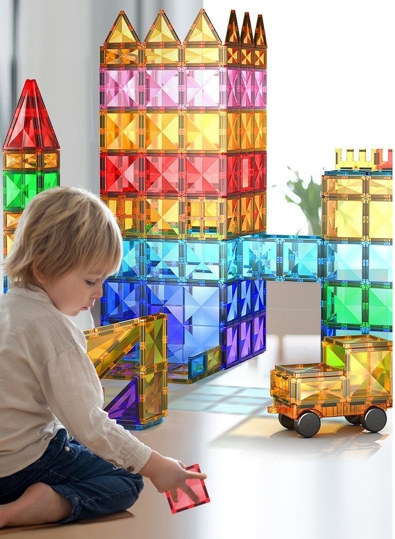 Magnetic Blocks Set for Kids, 60PCS Magnetic Building Blocks Toys with Large Size Pieces, STEM Educational Construction Set for 3D Creative Play Age 3+ - Image 1