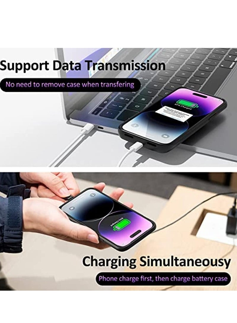 Fegishilly Battery Case for iPhone 15 Pro,5000 mAh Portable Protective Charging Cover, Rechargeable Extended Power Back for iPhone 15 Pro  - Image 3