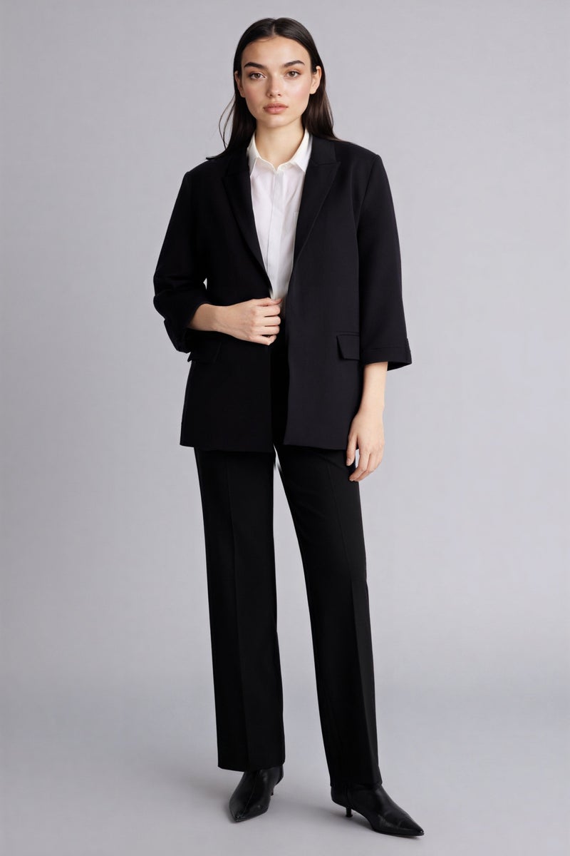 DeFacto Black Woman Regular Fit Jacket Collar Blazer Casual - Image 2