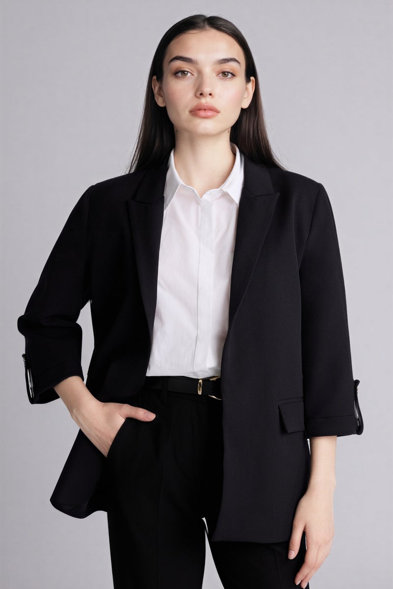 DeFacto Black Woman Regular Fit Jacket Collar Blazer Casual - Image 3