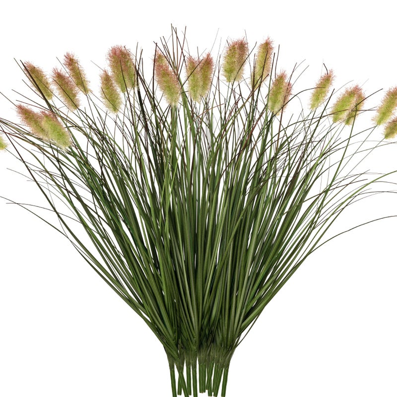 Ttranewsoo Artificial Grass, Fake Grass, Artificial Shrubs, Wheatgrass Cattails Fake Grass Decorations, Artificial Plants, Ornamental Grass, Outdoor Fake Grass, Green Leafy Decorations (12PCS) - Image 1
