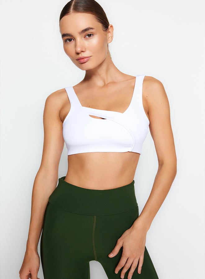 trendyol White Medium Support/Shaping Window/Cut Out Detailed Knitted Sports Bra  - Image 2