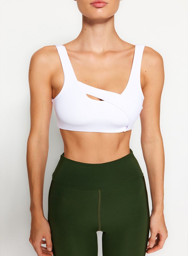 trendyol White Medium Support/Shaping Window/Cut Out Detailed Knitted Sports Bra  - Image 3