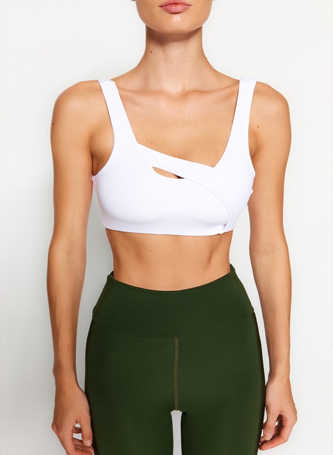 trendyol White Medium Support/Shaping Window/Cut Out Detailed Knitted Sports Bra - Image 3