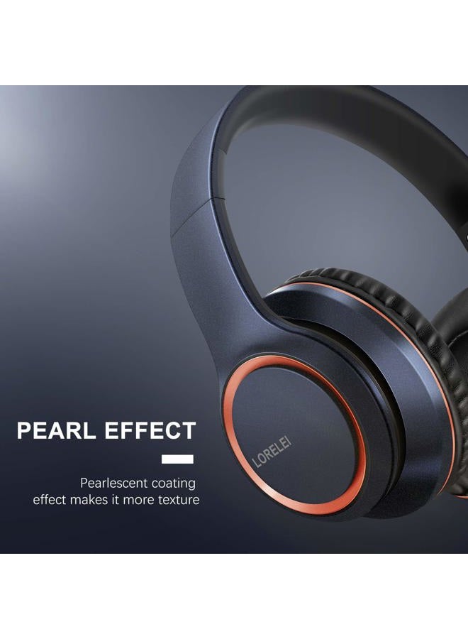 LORELEI X8 Over-Ear Wired Headphones with Microphone with 1.45m-Tangle-Free Nylon Line&3.5mm Plug,Lightweight Foldable & Portable Headphones for Smartphone,Tablet,Computer,Mp3/4(Dark Blue) - Image 3