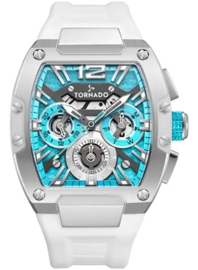 تورنيدو Tornado XENITH Men's VX9J, High Precision Japanese Quartz Movement Watch, Analog Display and Silicone Strap - T23105-SSWL, White