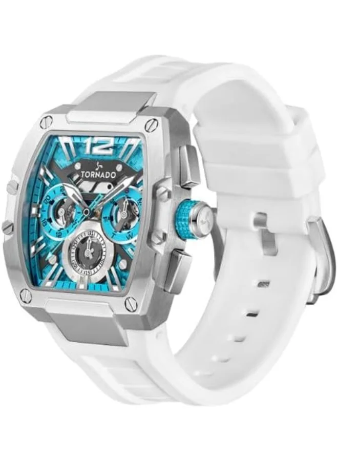 تورنيدو Tornado XENITH Men's VX9J, High Precision Japanese Quartz Movement Watch, Analog Display and Silicone Strap - T23105-SSWL, White