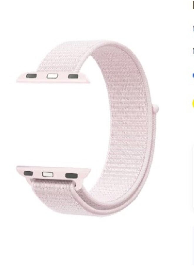 Generic - Premium Nylon Weave Mesh Band With Dense Loop And Adjustable Wrist Strap For Apple Watch Series 1,2,3 And 4, Workout, Fitness, Running, Fibro-42 L Light Pink - Image 1