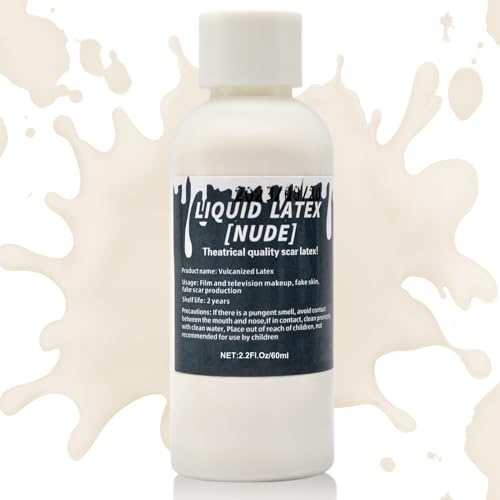 22 fl oz Liquid Latex Halloween SFX Makeup Kit Clear Adhesive Latex Glue for Skin Special Costume Effects for Realistic Scar Cut Wounds Peeling Skin Wrinkes Burns Light Flesh Body and Face Glue