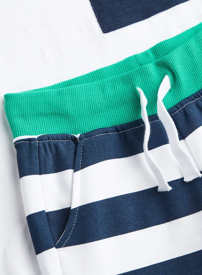 H&M Kids 2 Piece Colour Block T-Shirt And Shorts Set