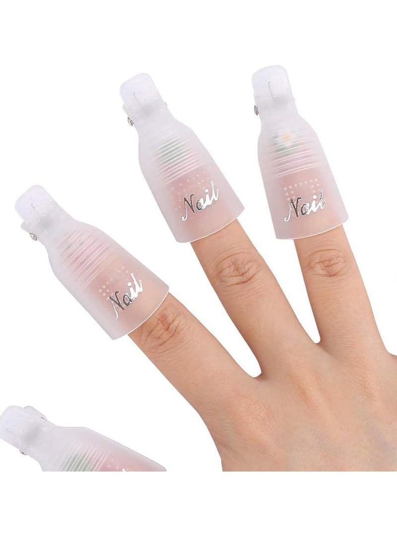 MARGOUN 10 Pieces Reusable Plastic Acrylic Nail Art Soak Off Cap Clip UV Gel Polish Remover Cap Clips Manicure Tool White - Image 3