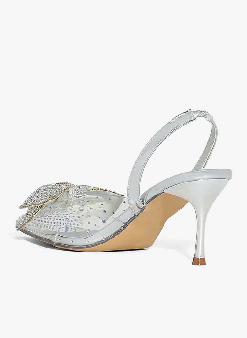 Ella Limited Edition  Diamante Bow Pointy Backstrap Pump for Women | Best Price UAE