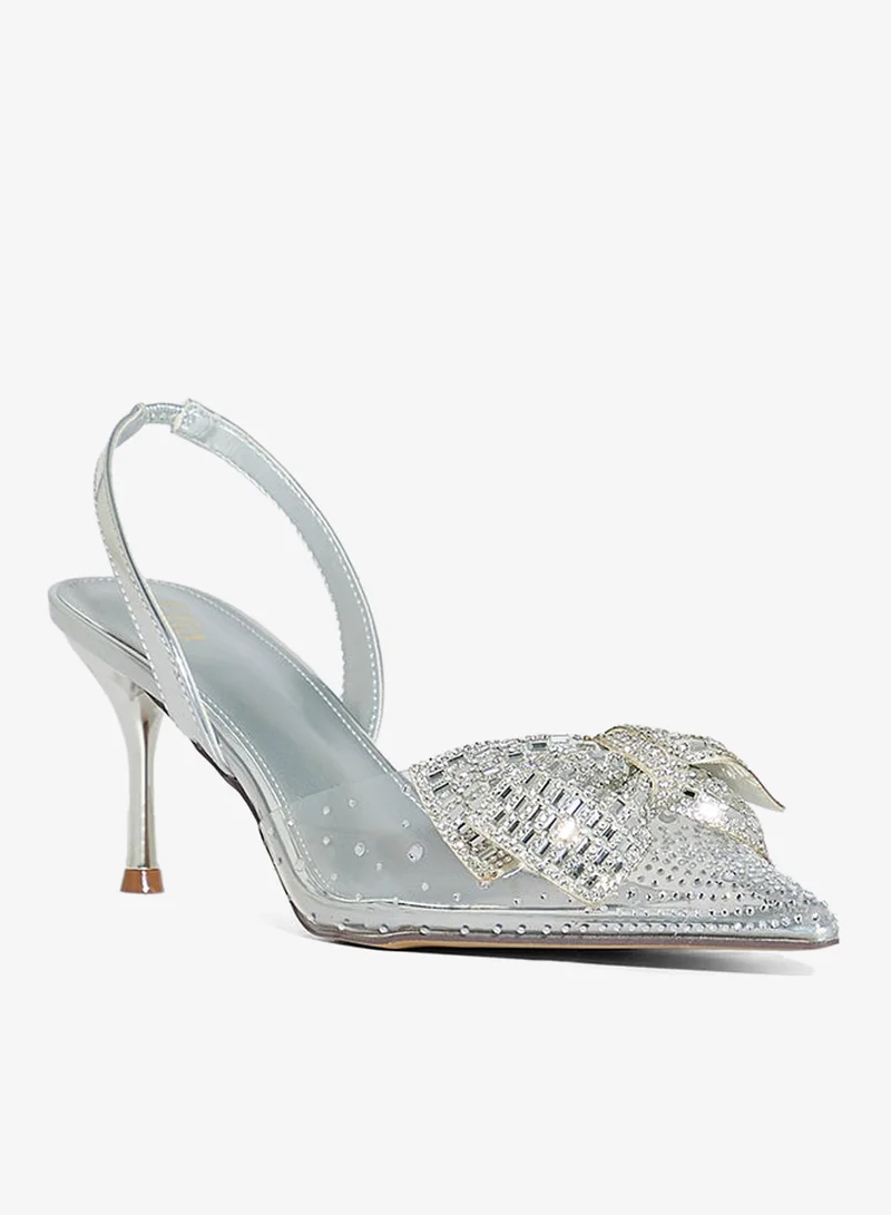 Ella Limited Edition Diamante Bow Pointy Backstrap Pump