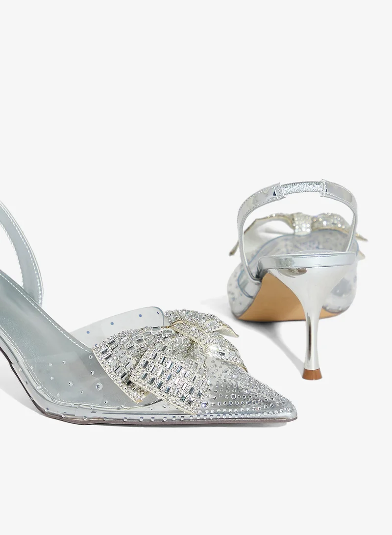Ella Limited Edition  Diamante Bow Pointy Backstrap Pump for Women | Best Price UAE