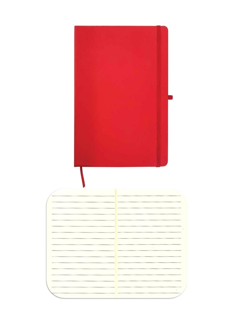 Office Maker A6 Size Executive PU Notebook With Elastic Closure And Pen Loop Red - Image 1