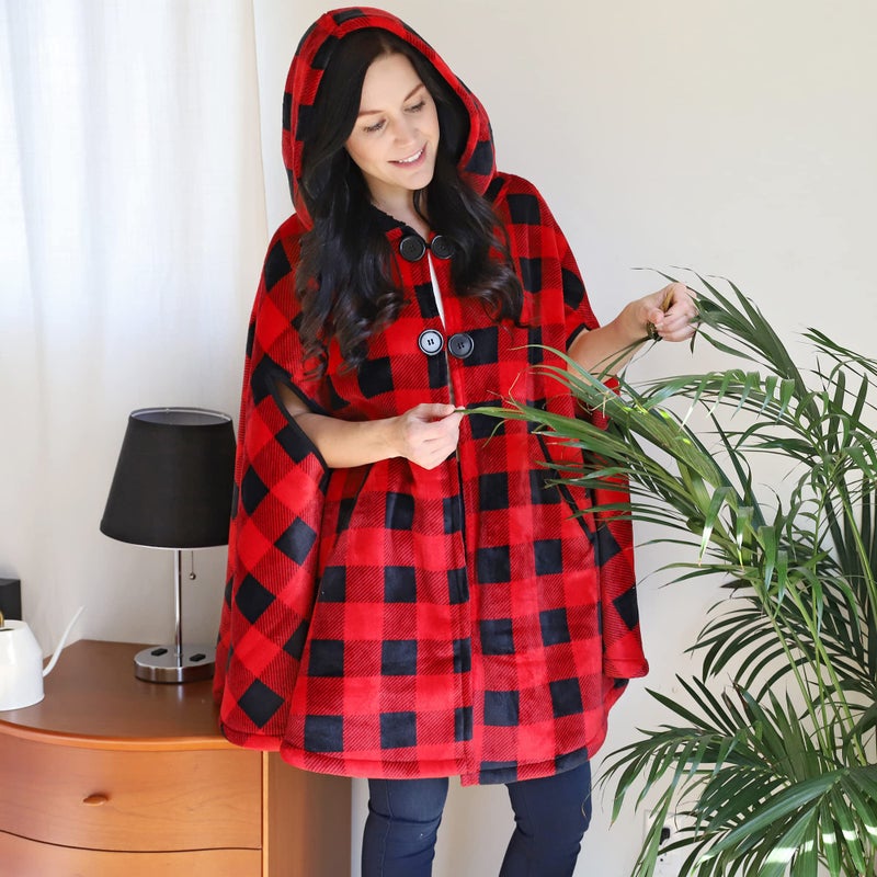 كاتالونيا للسيدات البونشو كيب شيربا فليو كلويك معطف snuggly مقنعين بطانية يمكن ارتداؤها عيد الميلاد هدية لها لها هدية لها