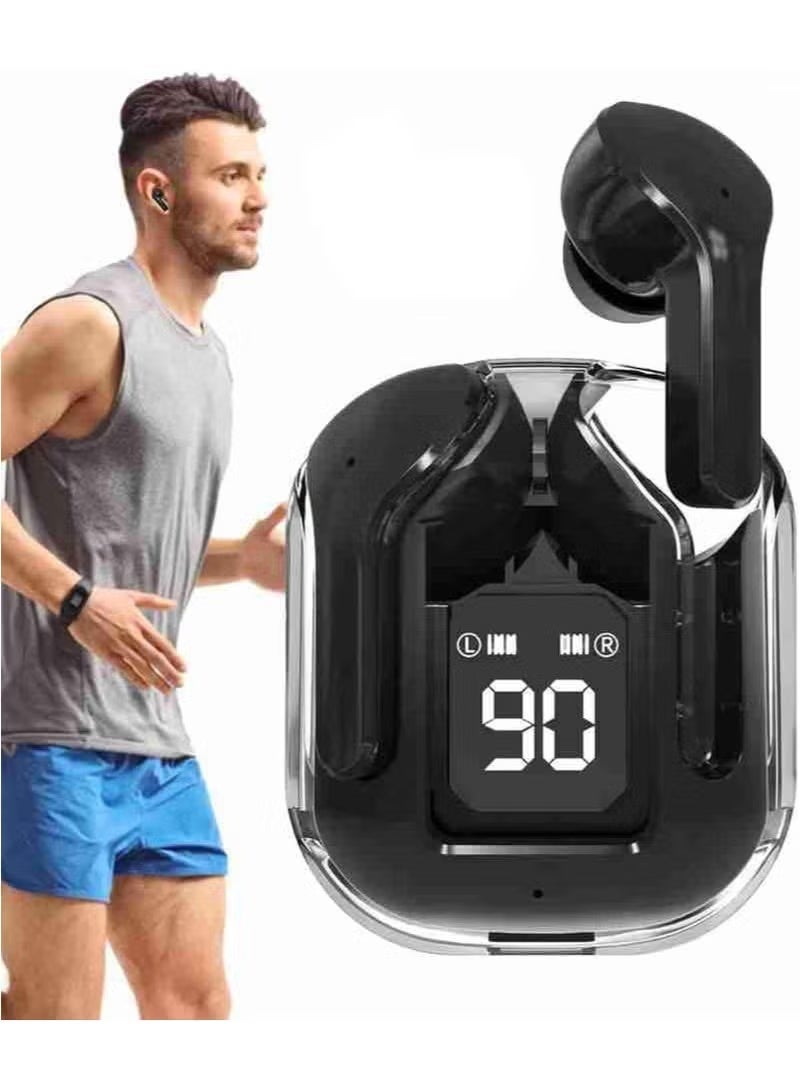 A16 Wireless & Wired Transparent Earbuds – Deep Bass, Stereo Sound, Bluetooth Headphones with Charging Case – (Black) - Image 5