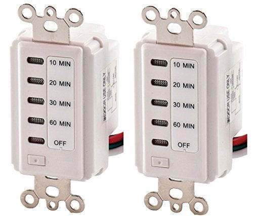 Teklectric Bathroom Fan Auto Shut Off 60302010 Minute Preset Countdown Wall Switch Timer White 60Minute 2 Pack