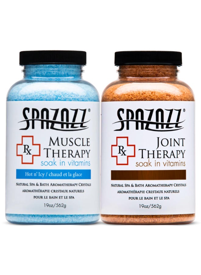 Spazazz Aromatherapy Spa and Bath Salts Crystals RX Therapy Collection 2 Pack Bundle One 19 Oz Jar Each Spazazz Muscle Therapy and Joint Therapy Dead Sea Bath Salt Crystals - Image 3