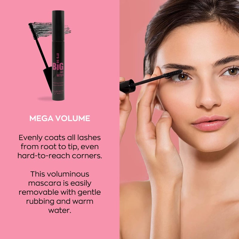 Elizabeth Mott Black Volumizing Mascara â€“ Smudge-Proof, Lengthening Fiber Formula, Hourglass Wand â€“ Clump-Free, Water-Resistant & Cruelty-Free â€“ Safe for Lash Extensions, Long-Lasting, Full-Size 8ml - Image 4