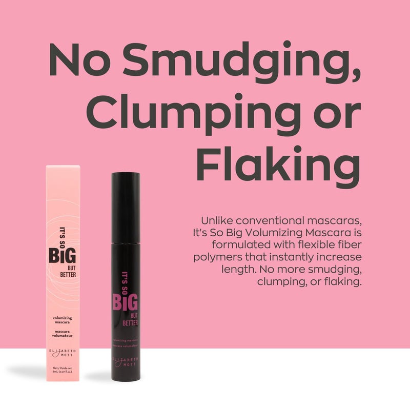 Elizabeth Mott Black Volumizing Mascara â€“ Smudge-Proof, Lengthening Fiber Formula, Hourglass Wand â€“ Clump-Free, Water-Resistant & Cruelty-Free â€“ Safe for Lash Extensions, Long-Lasting, Full-Size 8ml - Image 3