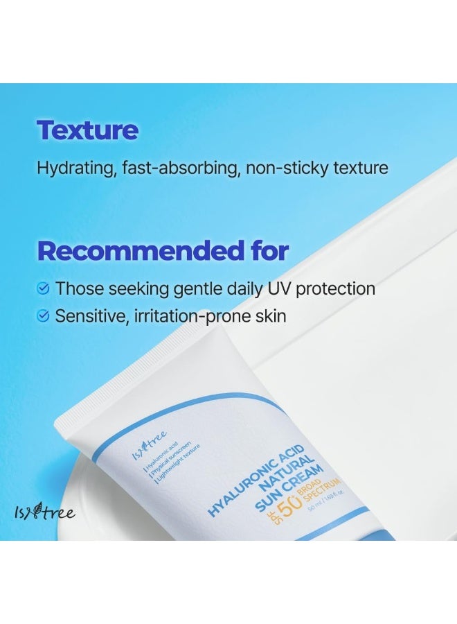 ISNTREE Hyaluronic Acid Natural Suncream 50ml, 1.69 fl oz | SPF 50 | Korean Skincare | Moisturizing | No White Cast | Korean Sunscreen | Broad Spectrum | Mild Formula - Image 5