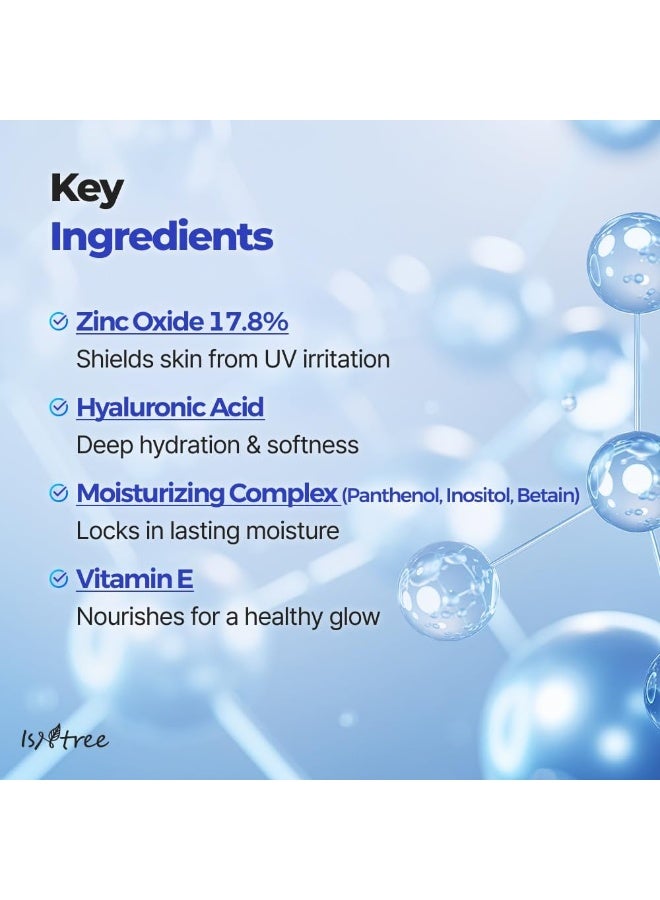 ISNTREE Hyaluronic Acid Natural Suncream 50ml, 1.69 fl oz | SPF 50 | Korean Skincare | Moisturizing | No White Cast | Korean Sunscreen | Broad Spectrum | Mild Formula - Image 3