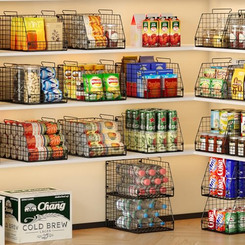 Jakyitvi 4 Pack XXL Stackable Wire Storage Basket, Extra Large Capacity Pantry Organizer and Storage, Muti-Purpose for Fruit Vegetable Basket & Toy Bin & Snack Organizer - Image 2