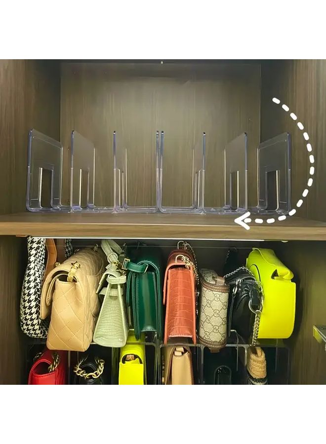 3 Pack Transparent 4 Column Bag Storage Rack Wardrobe Organizer Space Saving Shelf - Image 2