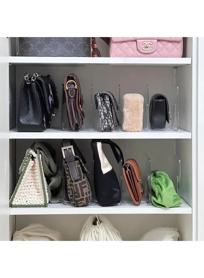 3 Pack Transparent 4 Column Bag Storage Rack Wardrobe Organizer Space Saving Shelf - Image 1