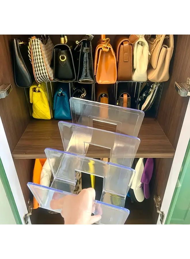 3 Pack Transparent 4 Column Bag Storage Rack Wardrobe Organizer Space Saving Shelf - Image 4