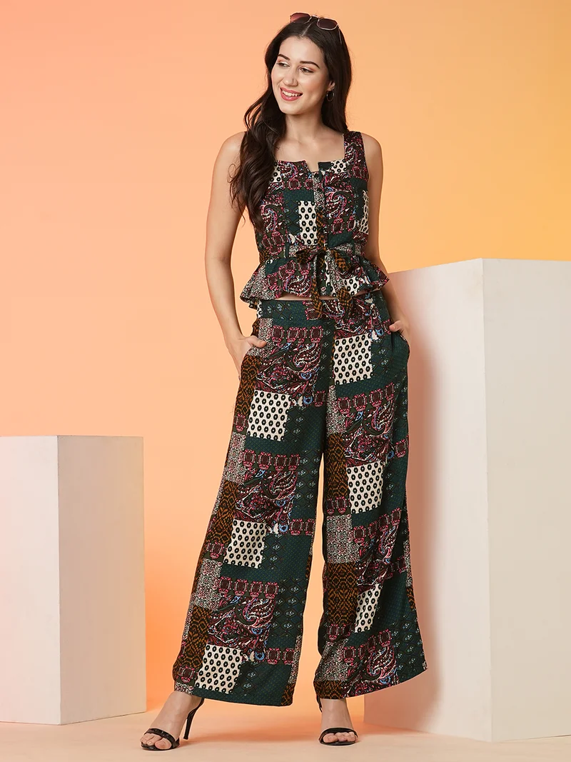 globus Globus Women Ethnic Printed Tie Up Co Ord Set