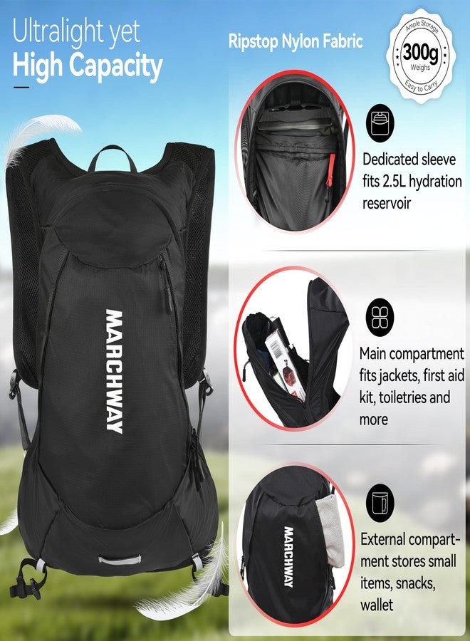 MARCHWAY Ultralight Hydration Backpack with 3L TPU Water Bladder, Sleek High-Capacity Day Pack for Cycling, Hiking, Running, Backpacking, Travel (Black) - Image 3