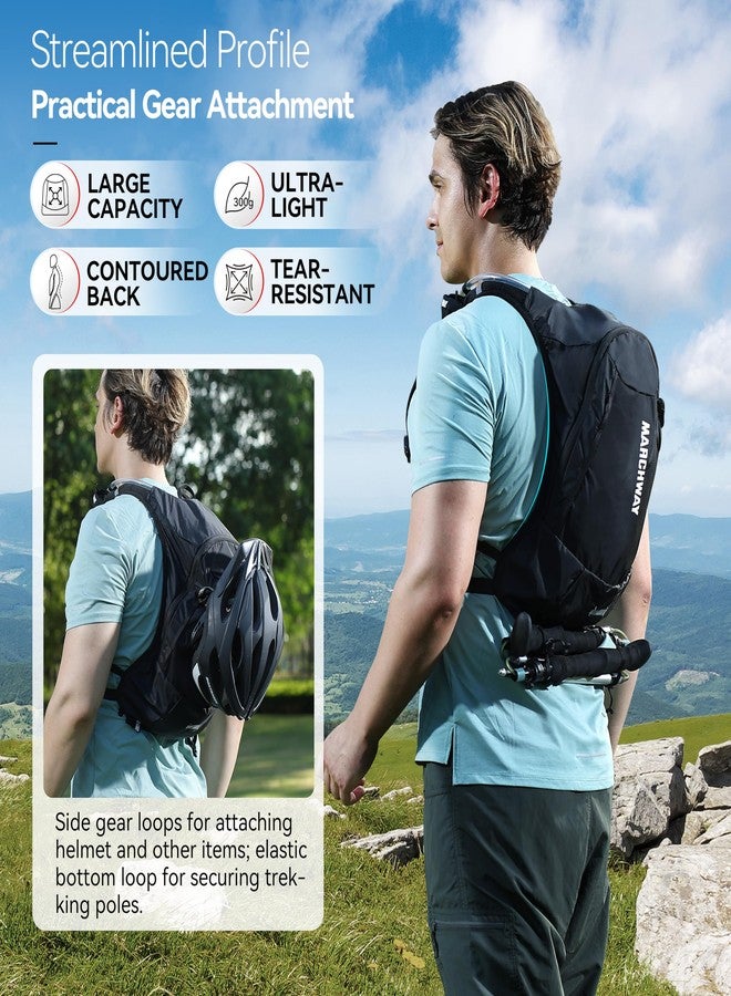 MARCHWAY Ultralight Hydration Backpack with 3L TPU Water Bladder, Sleek High-Capacity Day Pack for Cycling, Hiking, Running, Backpacking, Travel (Black) - Image 5