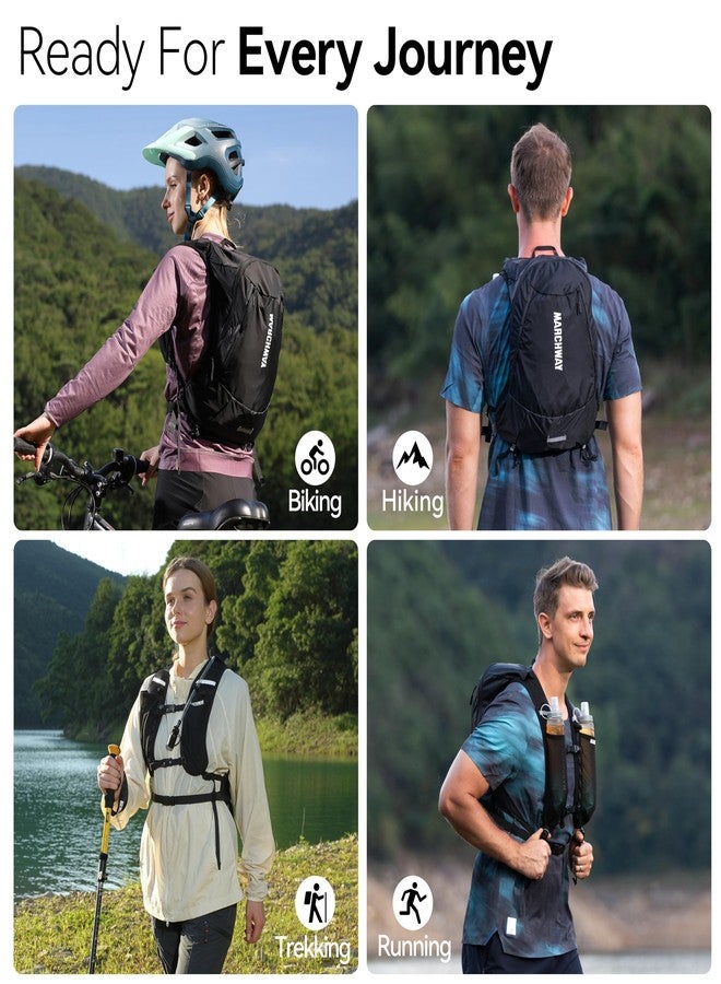 MARCHWAY Ultralight Hydration Backpack with 3L TPU Water Bladder, Sleek High-Capacity Day Pack for Cycling, Hiking, Running, Backpacking, Travel (Black) - Image 2