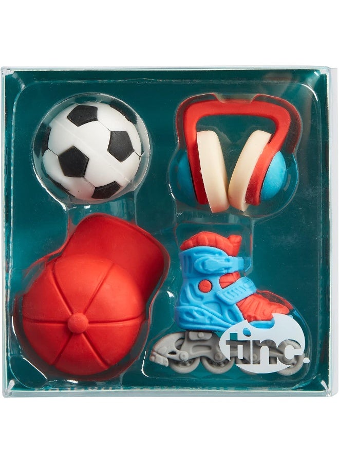 Tinc Cool Dude Eraser 4-Piece Set | Cute Erasers For Kids | Erasers For School | Cute stuff Party Favors for Kids | School Supplies Gifts for Girls and Boys | Cute Stationary Gifts | Birthday Gifts - Image 1